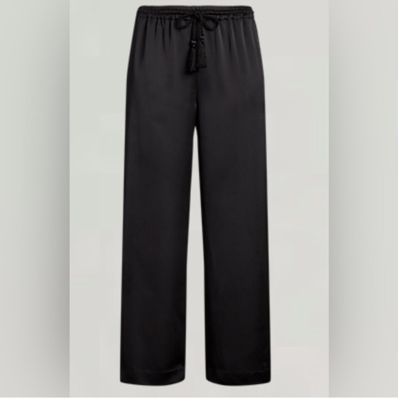Lauren Ralph Lauren Black Label Satin Charmeuse Wide-Leg Black Pants Size Large - Picture 8 of 12